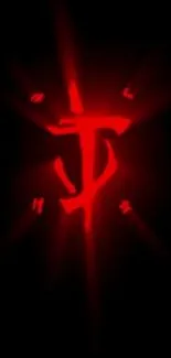 Glowing red symbol on dark mobile wallpaper.