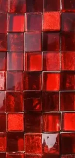 Vibrant red tile pattern wallpaper.