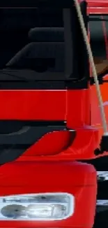 Close-up of a vibrant red truck design.