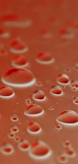 Vibrant red wallpaper with water droplets surface.