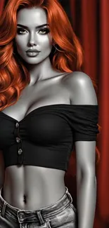 Vibrant redhead portrait art wallpaper.