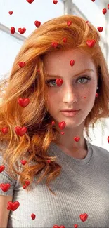 Portrait of a redhead woman in soft natural lighting.