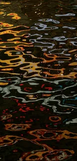 Vibrant abstract water reflection in rich, dark colors for phone wallpaper.