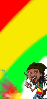 Colorful reggae-themed wallpaper with cartoon character.