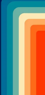 Vibrant retro abstract wallpaper with geometric patterns in blue, orange, and cream.