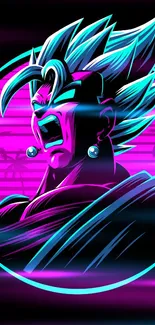 Retro-style anime character with neon colors.