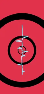 Mobile wallpaper with bold concentric circles on vibrant red.