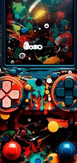 Vibrant abstract design of a retro gaming controller.