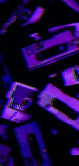 Retro neon cassette tapes with vibrant colors and glitch effect.