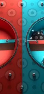 Retro pattern wallpaper with contrasting colors and geometric design.