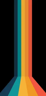 Colorful retro stripes wallpaper on black background.