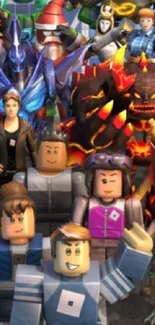 Colorful array of Roblox avatars in a vibrant collage.