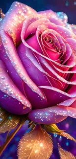 Sparkling pink and purple rose wallpaper.