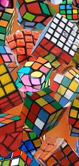 Colorful Rubik's Cubes in vibrant design