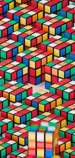 Colorful Rubik's cube pattern wallpaper.