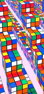 Colorful Rubik's Cube pattern wallpaper with vibrant design.