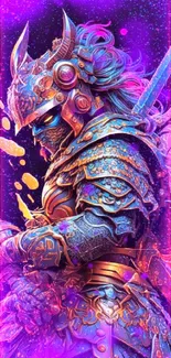 Colorful samurai warrior mobile wallpaper with vibrant armor.