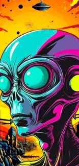 Colorful alien portrait in sci-fi setting.