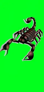 3D scorpion on a bright green background, perfect phone wallpaper.