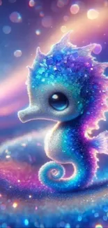 Colorful magical seahorse fantasy art wallpaper.