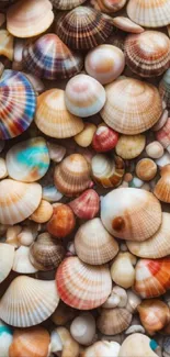 Vibrant and colorful seashell phone wallpaper.