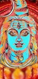 Vibrant artistic depiction of Lord Shiva with turquoise hues.