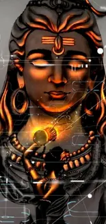 Vibrant depiction of Shiva in modern digital art style as wallpaper.