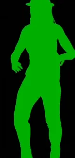 Green silhouette on black background mobile wallpaper.