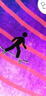 Skateboard art on a vibrant purple background with fluid lines and 'Boo!' text detail.