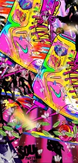 Colorful sneaker art wallpaper with vibrant designs.