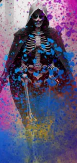 Colorful skeleton-themed mobile wallpaper.