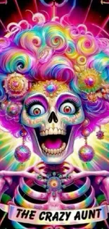 Colorful psychedelic skull artwork wallpaper.