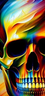 Vibrant and colorful skull art mobile wallpaper.