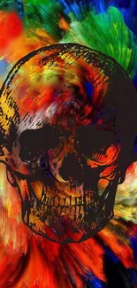 Colorful and abstract skull art wallpaper for phones.