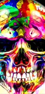 Vibrant, colorful skull art wallpaper with psychedelic design.