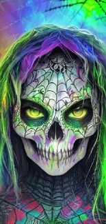 Colorful skull with neon highlights wallpaper