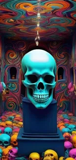 Vibrant skull artwork with colorful patterns