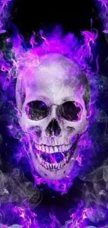 Purple flame skull with dramatic smoke effect.