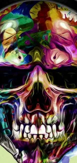 Vibrant multicolored skull wallpaper with artistic design.