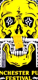 Yellow skull punk festival wallpaper design for mobile.