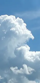 Fluffy white clouds in a bright blue sky creating a serene scene.