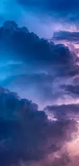 Vibrant cloudscape with blue and purple hues, perfect for mobile wallpaper.