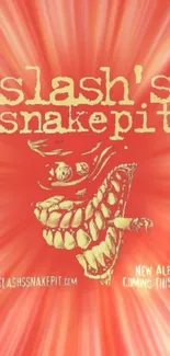 Bold red Slash's Snakepit wallpaper with yellow text art.