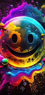 Vibrant multicolor smiley face wallpaper art.