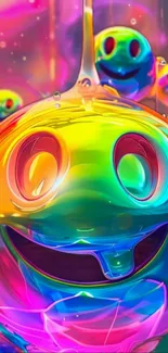 Vibrant smiley drops with colorful rainbow gradient.