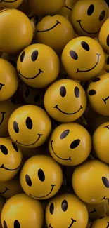 Vibrant yellow smiley face spheres wallpaper
