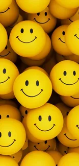 A vibrant wallpaper with cheerful yellow smiley faces.