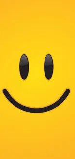 Smiley face on bright yellow background mobile wallpaper.