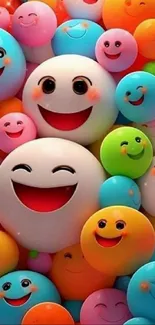 Colorful smiley faces creating a joyful and vibrant pattern.