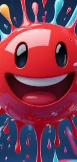 Vibrant smiling splash with colorful drips on a dark background.